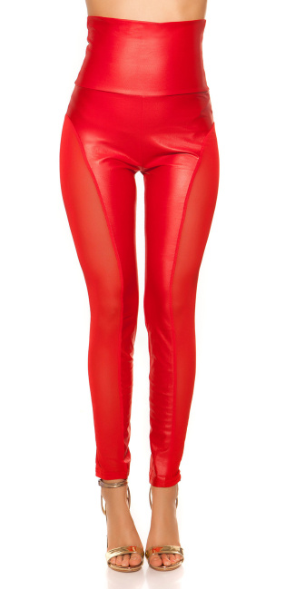 hoge taille leggings met inkijk rood